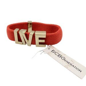 BCBGENERATION Live Gold Tone & Burnt Orange Stretch Bracelet NWT Y2K Affirmation